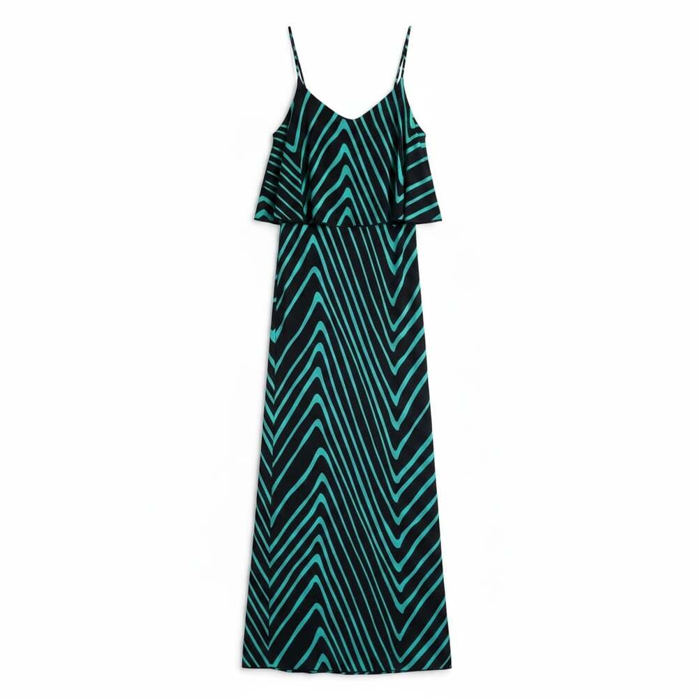 Charlotte Russe Teal and Black Chevron Stripe Popover Maxi Dress